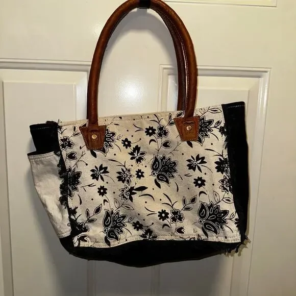 Canvas cotton leather tote - Picture 2 of 6